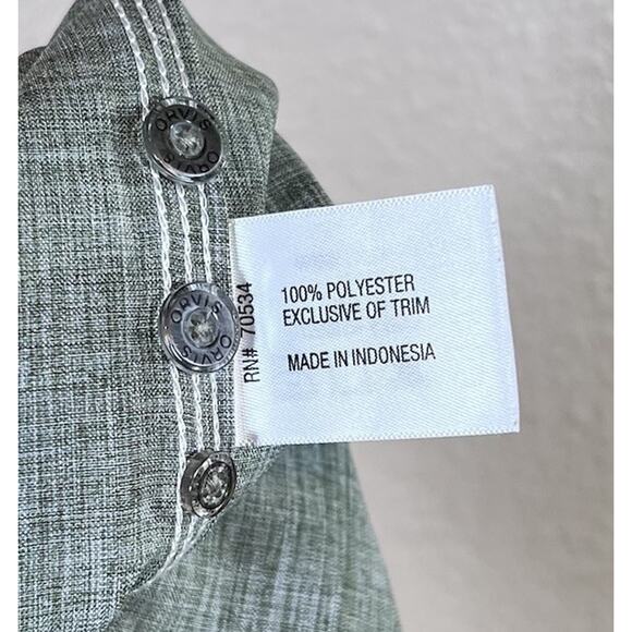 Orvis Men's Large Tall Green Chambray Tech LS Performance Work Shirt Button Up - Picture 9 of 10